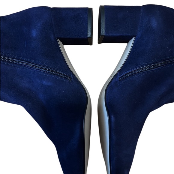NWOT L’Agence Jeanne Pointed Toe Ankle Boot Suede Midnight Blue Size 37/7.5 - Picture 11 of 12